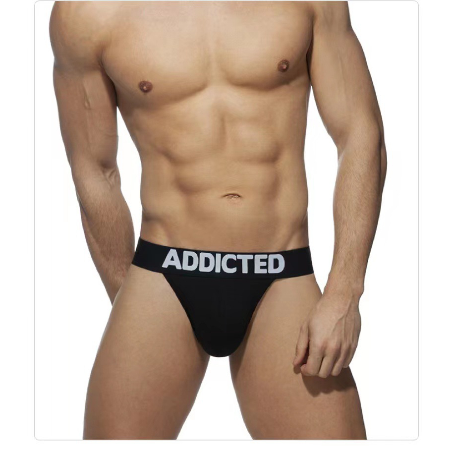 ADDICTED纯色男士双丁内裤性感纯棉宽腰带提臀运动西班牙风丁字裤