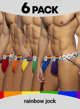 ADDICTED新款炫彩双丁七彩男士丁字内裤性感宽腰彩虹西班牙风内裤