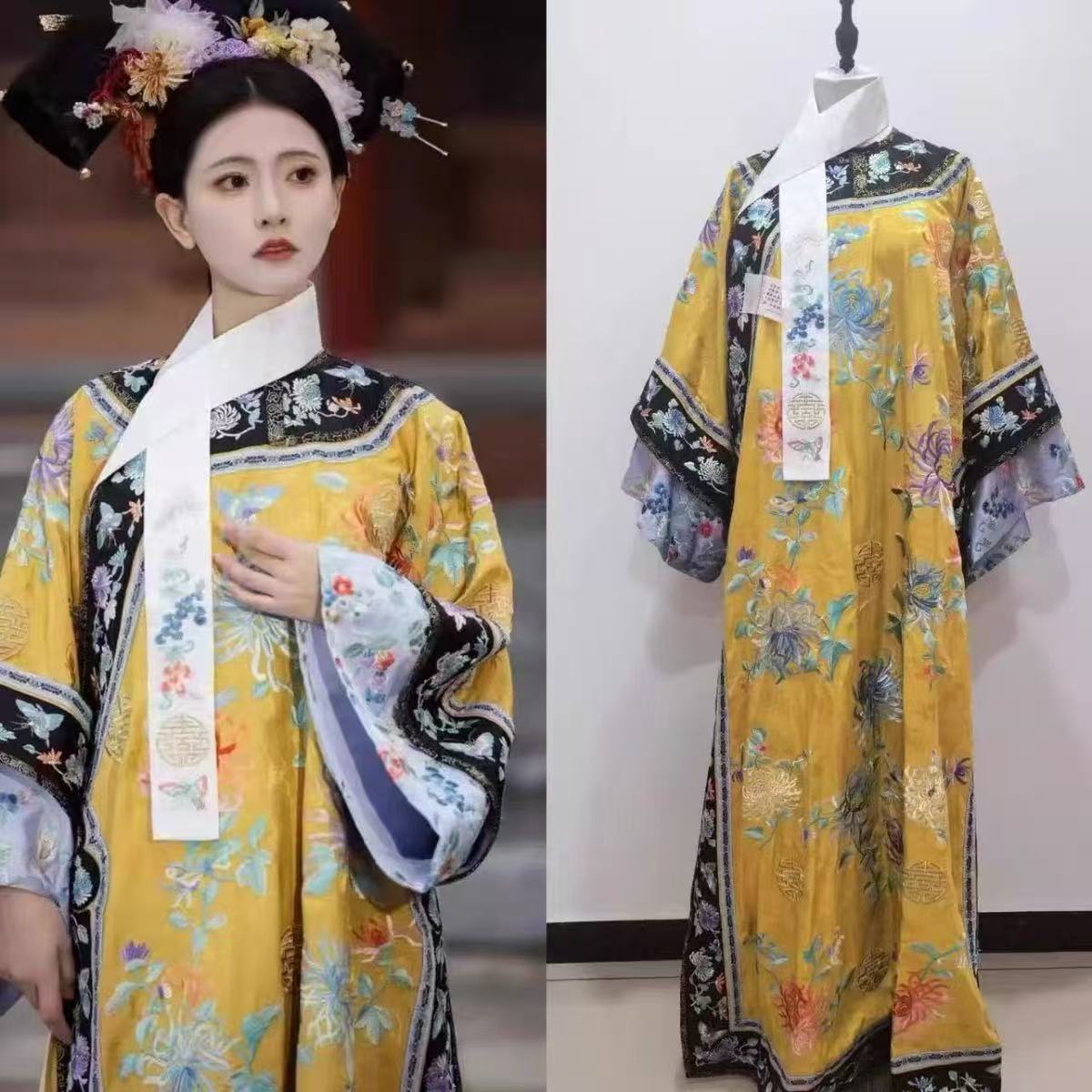 新款【眉姐姐】重工清代旗装国风宫廷刺绣花非汉服多色可选