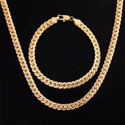 925 sterling silver 18K gold 6MM chain bracelets neckalce fo