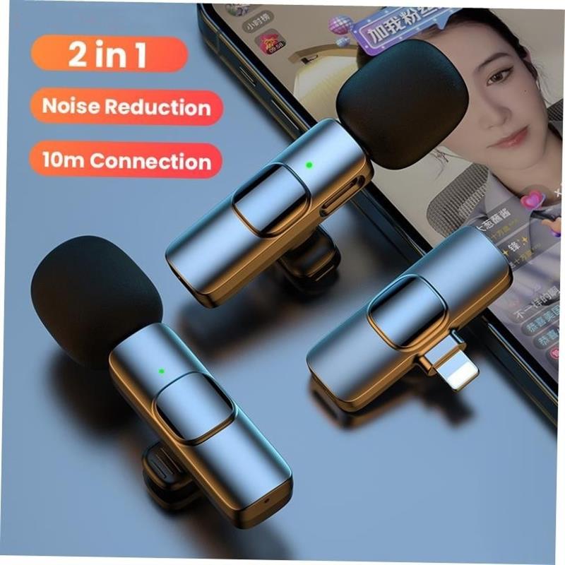 For iPhone Wireless Lavalier Microphone Portable Audio Video