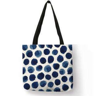 Pattern Foldable Eco Geometric Tote Bags Dot Linen Fresh Lea