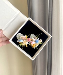 Wedding 永生花仿真花戒指花白绿色系户外婚礼婚戒森系紫色系对戒