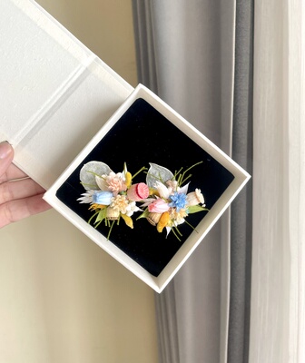 Wedding 永生花仿真花戒指花白绿色系户外婚礼婚戒森系紫色系对戒