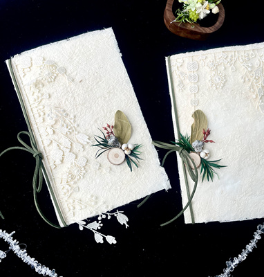 原创东巴纸手工誓言卡森系高级小众誓言本户外蕾丝花边干花致辞本