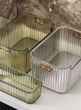 化妆品收纳盒桌面面膜梳妆台护肤品香水透明杂物带盖储物整理盒子