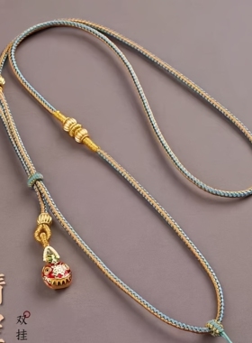 八宝罗盘古法手工翡翠吊坠挂绳