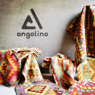 kilim阿富汗进口小块地毯沙发柜子玄关茶几几何薄毯装饰毯垫挂毯