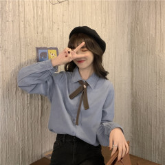 Real shooting new style baby collar bow long sleeve design small majority shirt