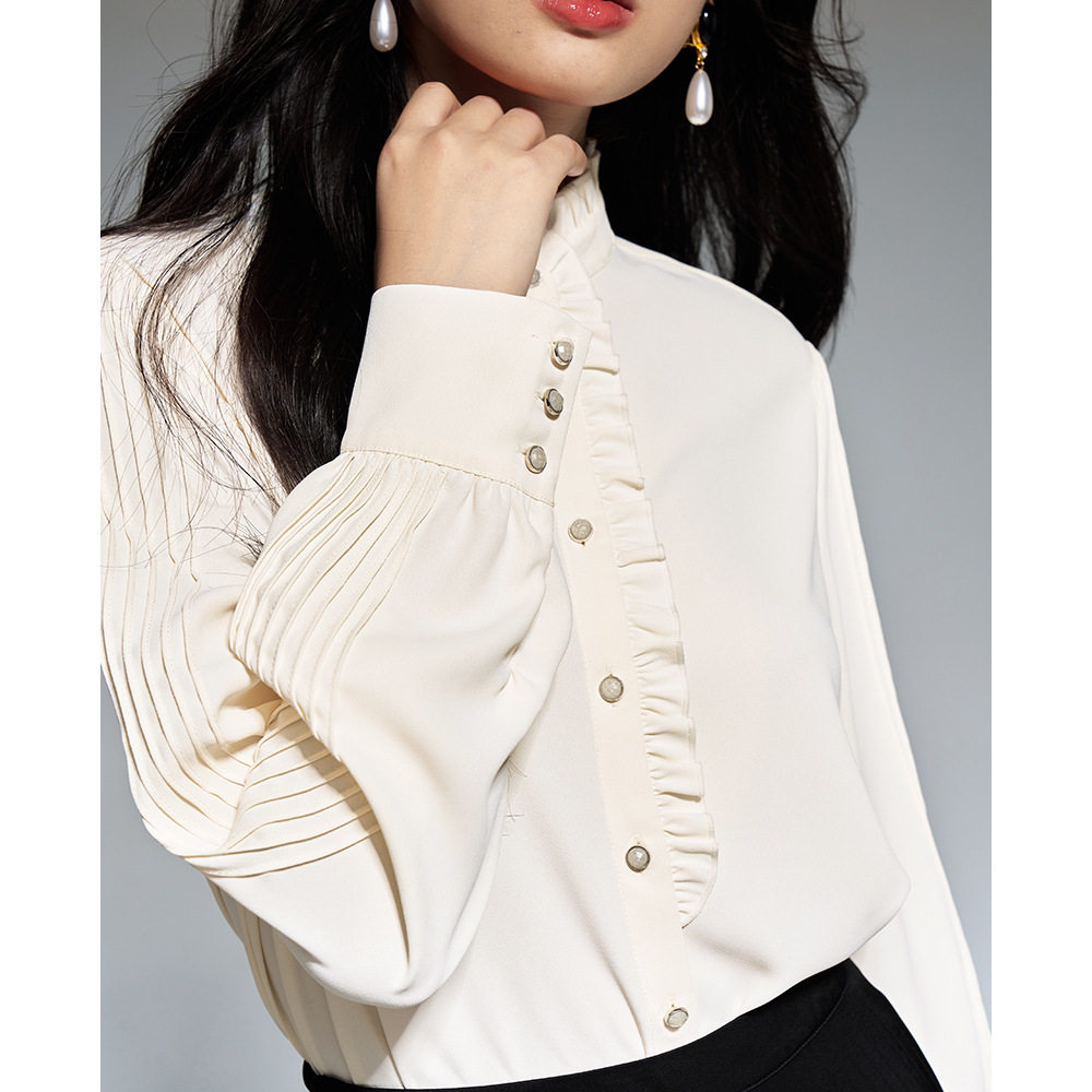 【盛都】25秋新法式复古轻熟风木耳边立领打褶灯笼袖名媛衬衫上衣,女装/女士精品,衬衫,淘宝优惠券,粉丝福利购,淘宝优惠卷