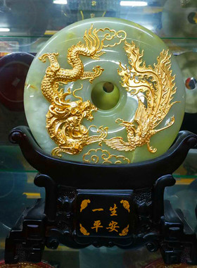 灰度图仿古风平安扣龙凤呈祥摆件