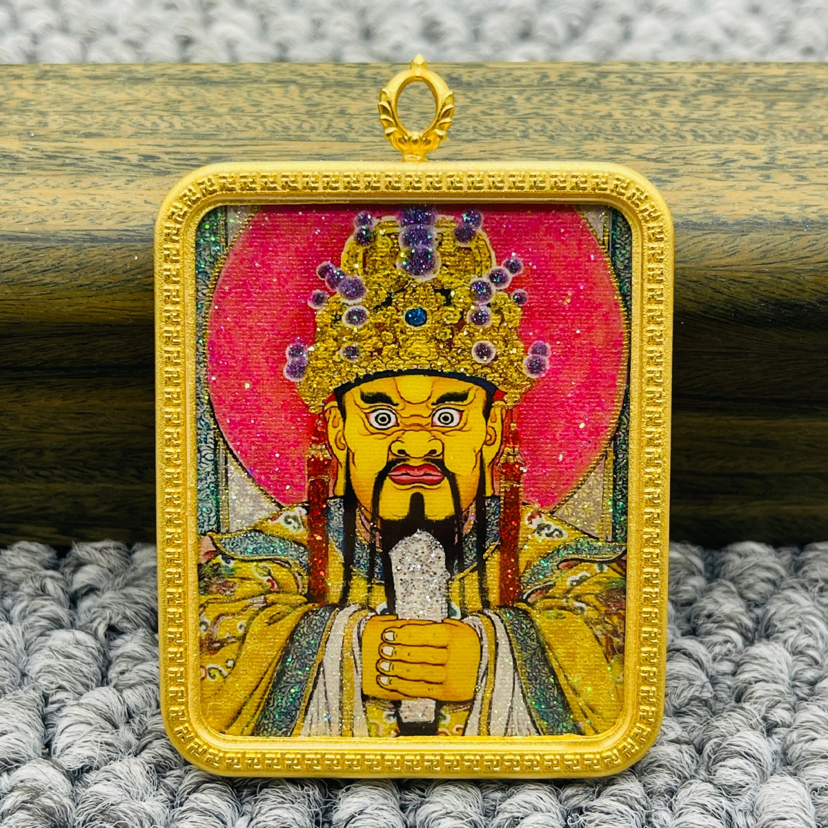 正品洒金手绘五台山五爷唐卡佛牌护身符吊坠牌铜镀金噶乌盒