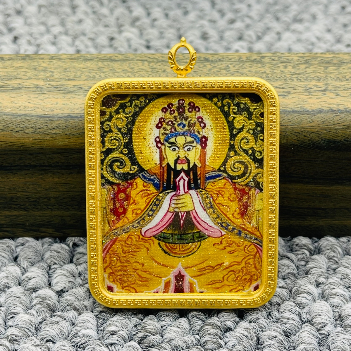 正品洒金手绘五台山五爷唐卡佛牌护身符吊坠牌铜镀金噶乌盒
