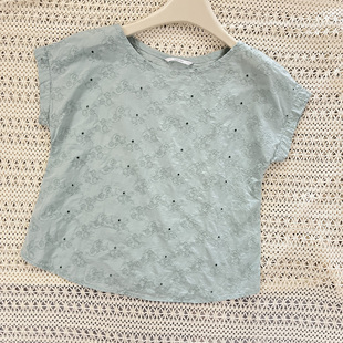 全棉精致花朵刺繡短袖 日本 清爽圓領上衣 ici par 森系高端 a社