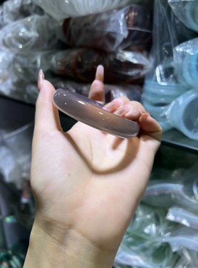 天然高冰香槟高级灰白荔枝冻玛瑙手镯古风玉镯女玉髓镯子原创促销