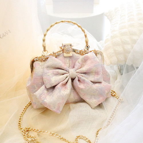 洋气甜美蝴蝶结手提包包单肩斜挎