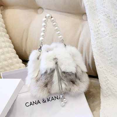 高级定制整皮狐狸毛皮草水桶包包