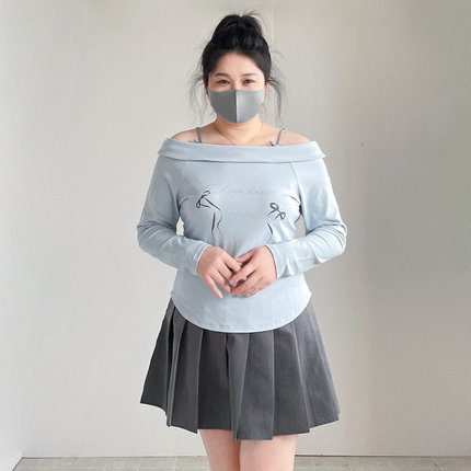 大码T恤女露肩胖mm200斤显瘦上衣吊带长袖打底衫内搭莫代尔女装春