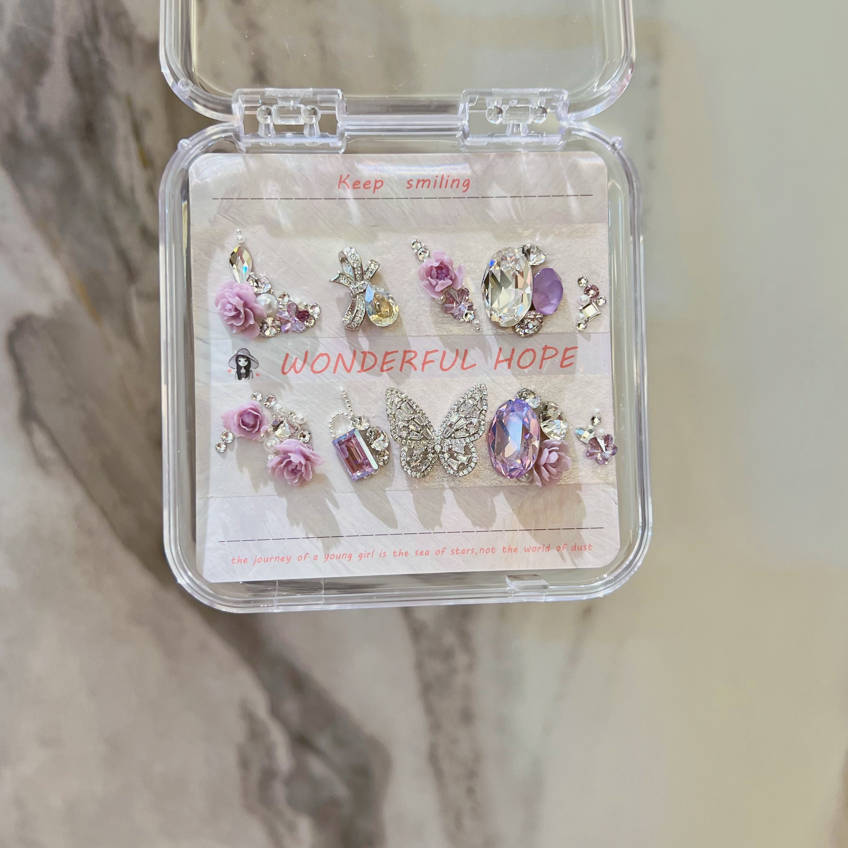 施华洛美甲材料包华子钻美甲手工花全华蝴蝶饰品