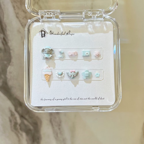 卡通奶象美甲饰品twoi美甲穿戴甲可爱贴片美甲
