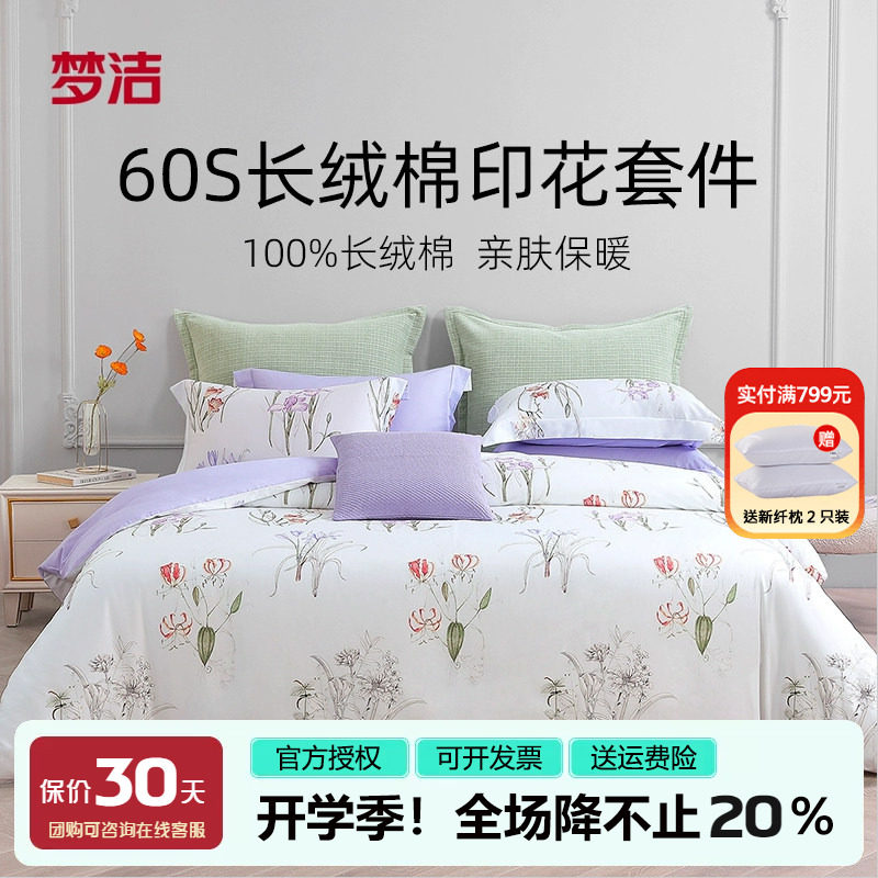 60支长绒棉印花四件套纯棉套件