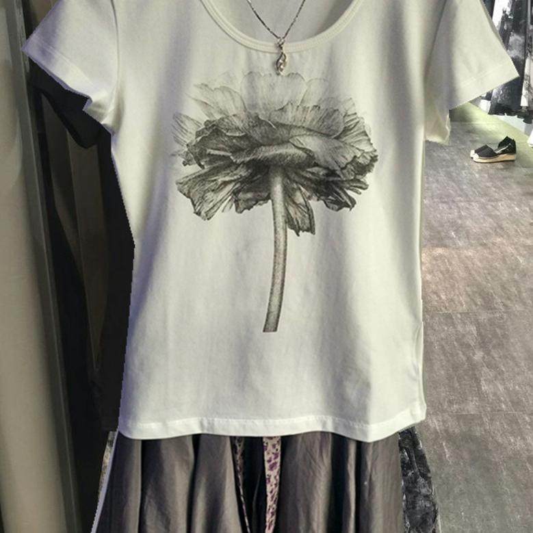 凯澜圣迪奥夏装女装新款体恤修身简约百搭全棉印花学生短袖t恤女