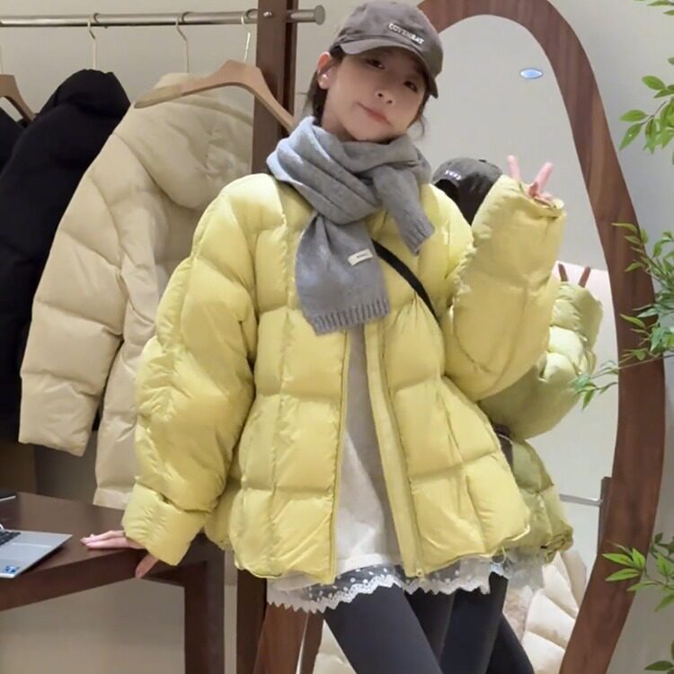黑色短款泡芙羽绒棉服女冬装流行轻薄保暖爆款面包服厚外套