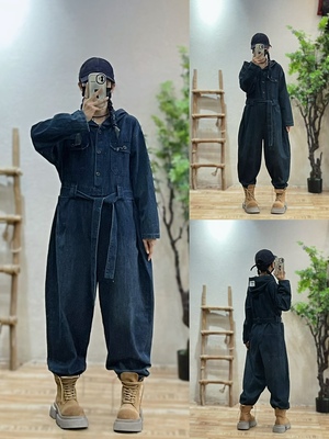 复古时尚牛仔连体裤女秋季2024新款宽松显瘦洋气休闲工装裤子潮