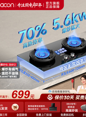 帅康3B812燃气灶猛火煤气灶台家用双灶天然气液化气以旧换新补贴