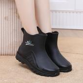 软底耐磨加绒雨靴防水防滑厨房胶鞋 短筒雨鞋 外穿成人水鞋 时尚 女款