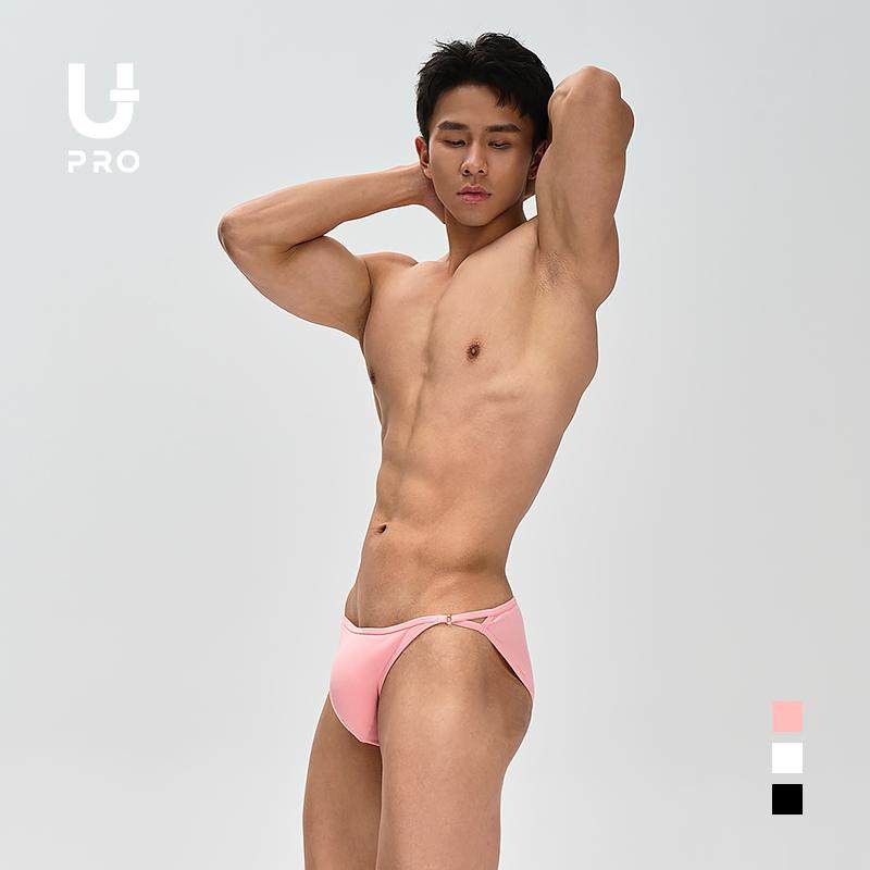 UPRO柚璞时尚螺纹粉黑白圆环比基尼性感男士三角内裤