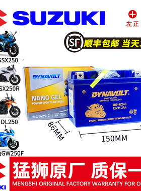 适用铃木骊驰GW250F/S DL250 GSX250R DR300 TR300 DL650隼电瓶