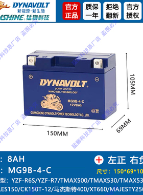 雅马哈XMAX YP400 300 250 125 MT03 xt660z沙滩车200C电瓶GT9B-4