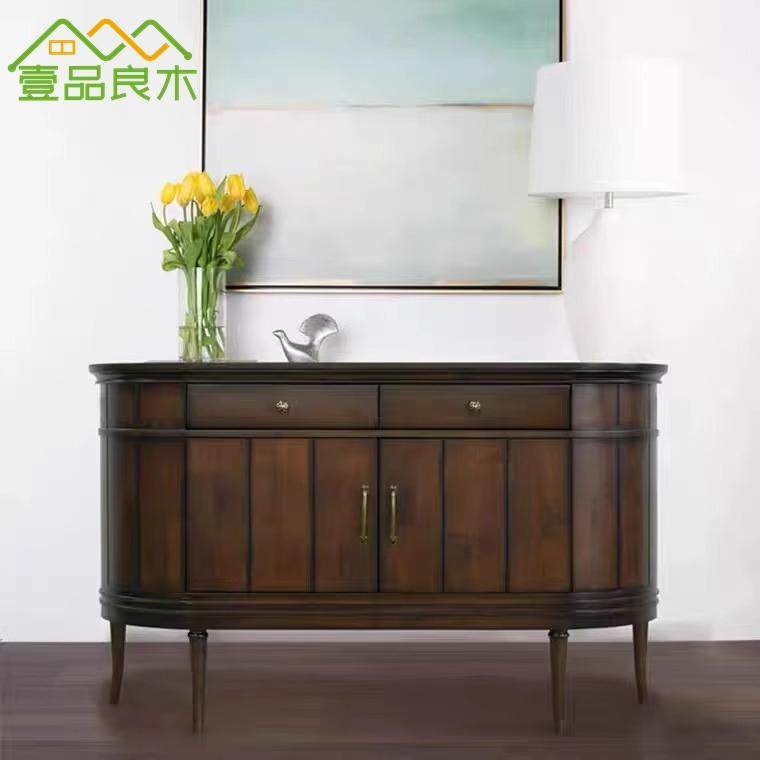 美式乡村餐厅家具定制实木玄关柜装饰柜 简美风格实木餐边柜