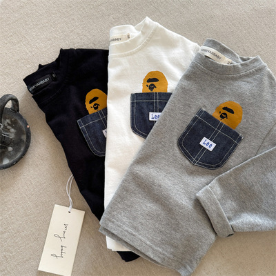 日系卡通印花宝宝长袖T恤薄款