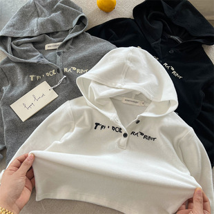 男女童连帽卫衣秋季薄款字母宝宝薄外套软糯2025秋冬新款童装帽衫