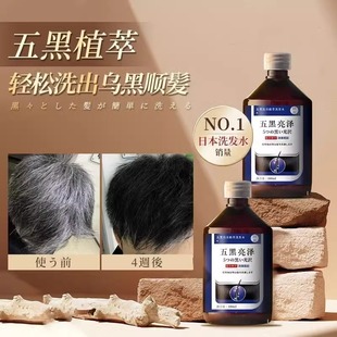 日本专研乌黑亮泽滋养乌发黑发洗发水中老年白发洗发水保湿 植物