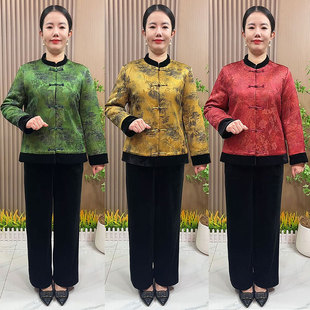 气质妈妈冬装棉服外套短款中老年女装冬季加厚保暖国风盘扣棉袄