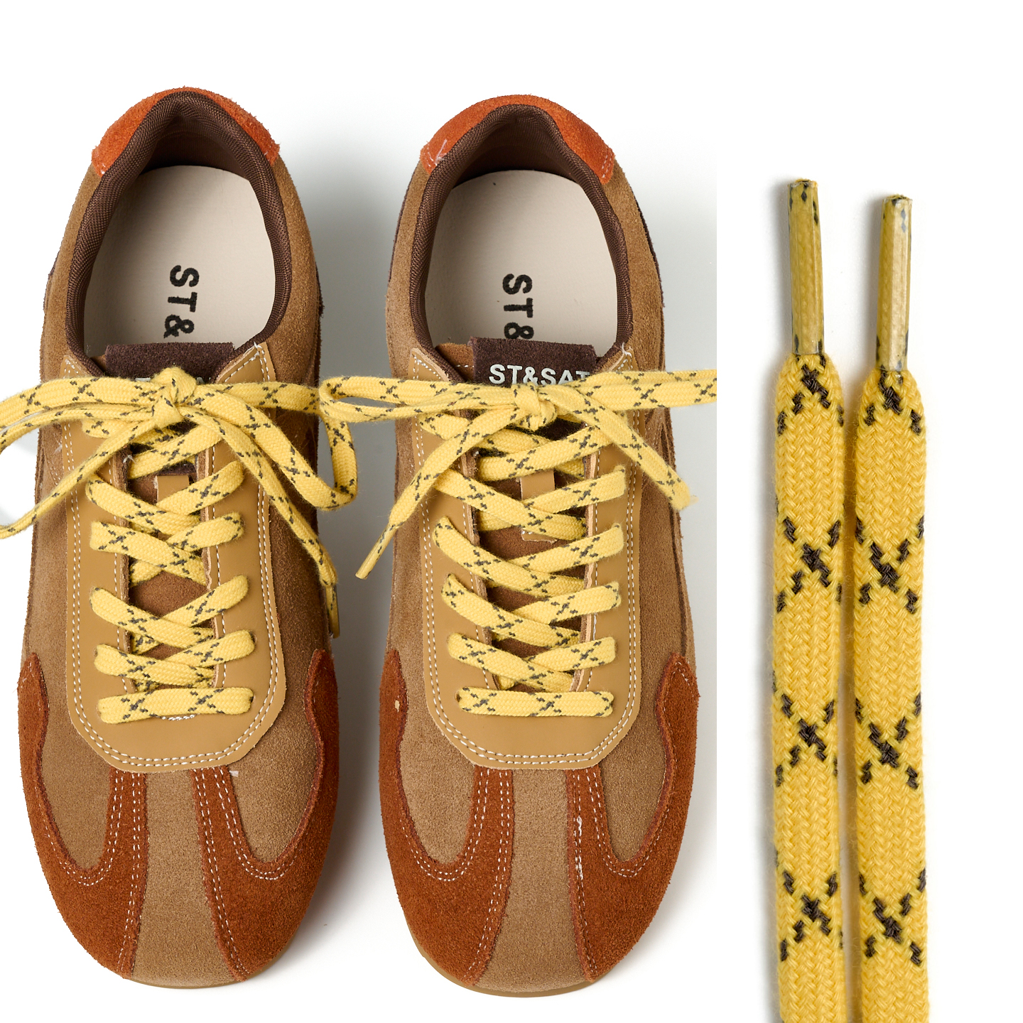 棉扁平鞋带黄色乳白色米灰色交叉花纹点适用于德训芭蕾休闲鞋带绳