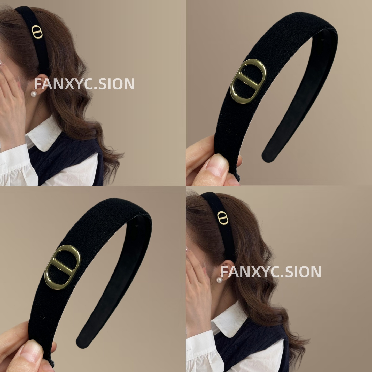 韩系复古猪鼻子植绒百搭发箍