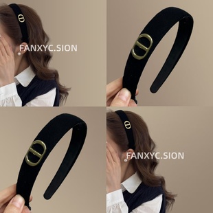 韩系复古猪鼻子植绒发箍百搭赫本风头箍气质旅行发卡 彼岸双生
