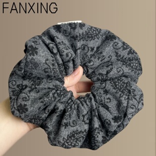 【莲池清波】复古印花布艺大肠发圈秋冬发绳高弹力丸子头绳气质