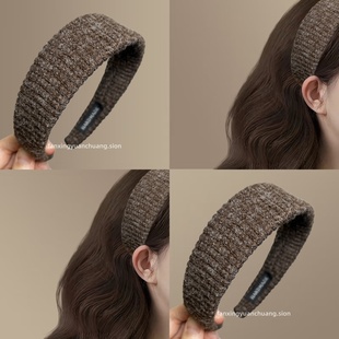 【松茶可可】秋冬针织毛线宽边发箍氛围感毛绒头箍简约高级感洗脸