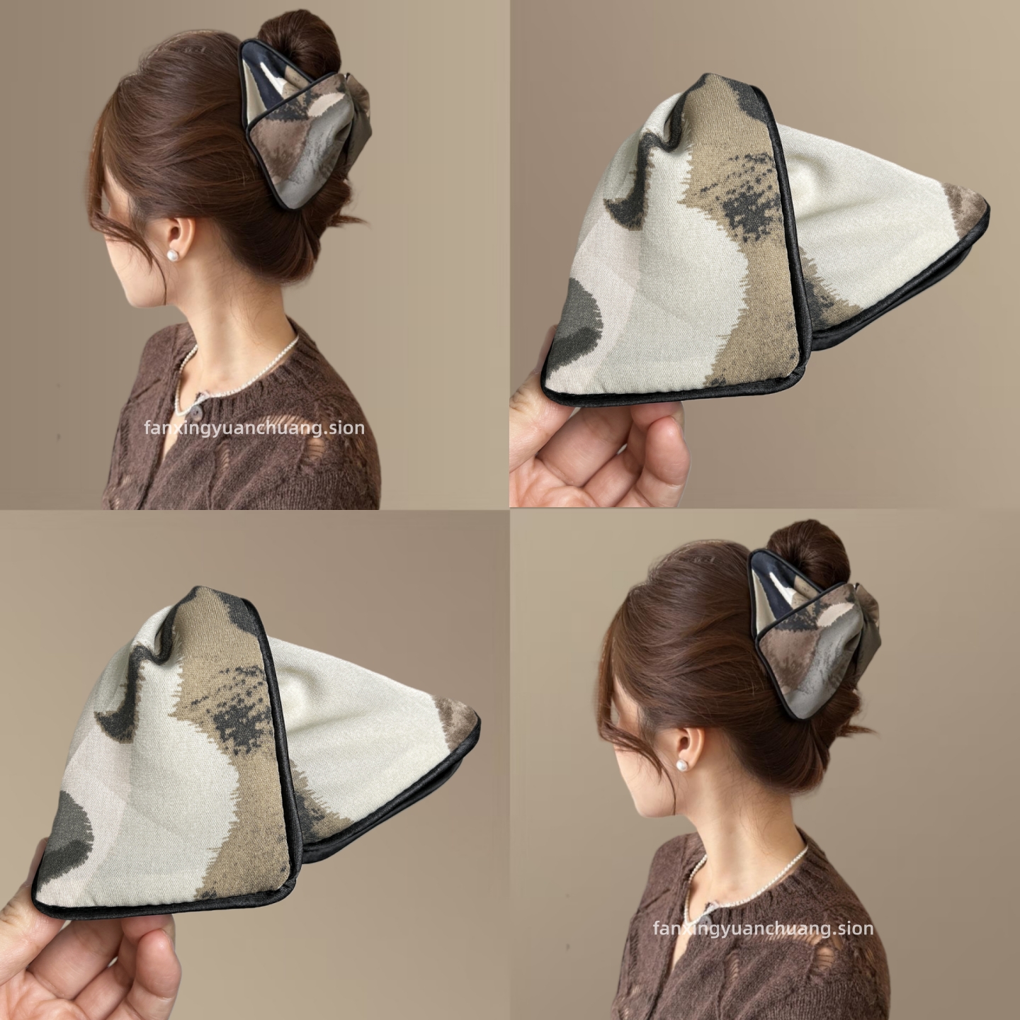 文艺扎染原创气质水墨三角抓夹