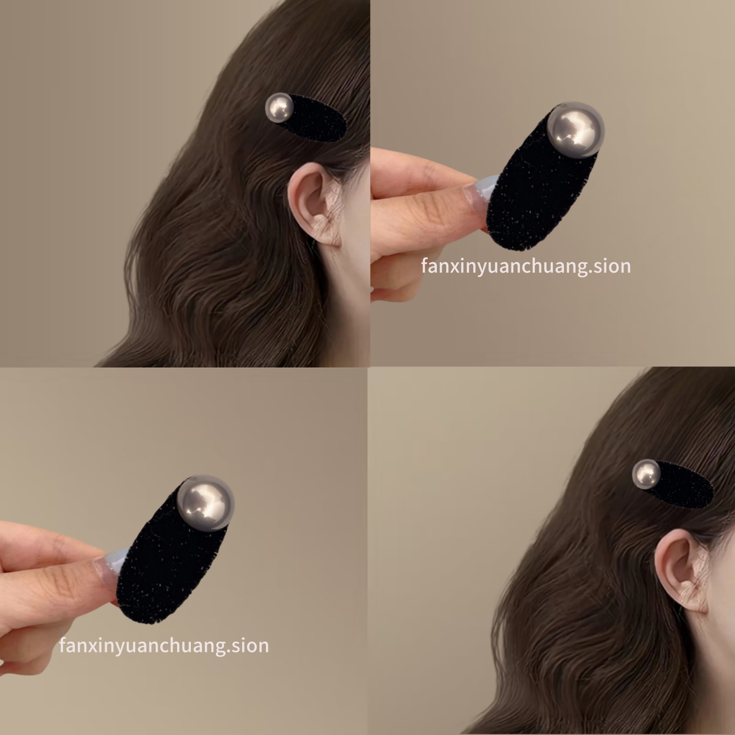 2024新款珍珠丝绒发夹