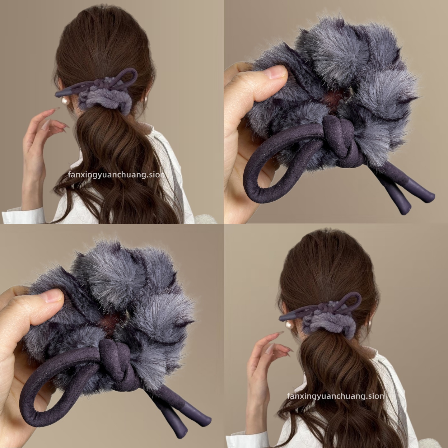 软萌温暖蝴蝶结毛绒大肠发圈耐用