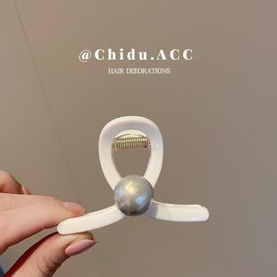 法式复古珍珠百搭小号抓夹女发亮少高级感中号发夹后脑勺鲨鱼夹