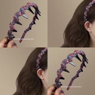 【怦然心动】彩色毛线带齿波浪发箍高颅顶蓬松头箍时尚旅行发卡