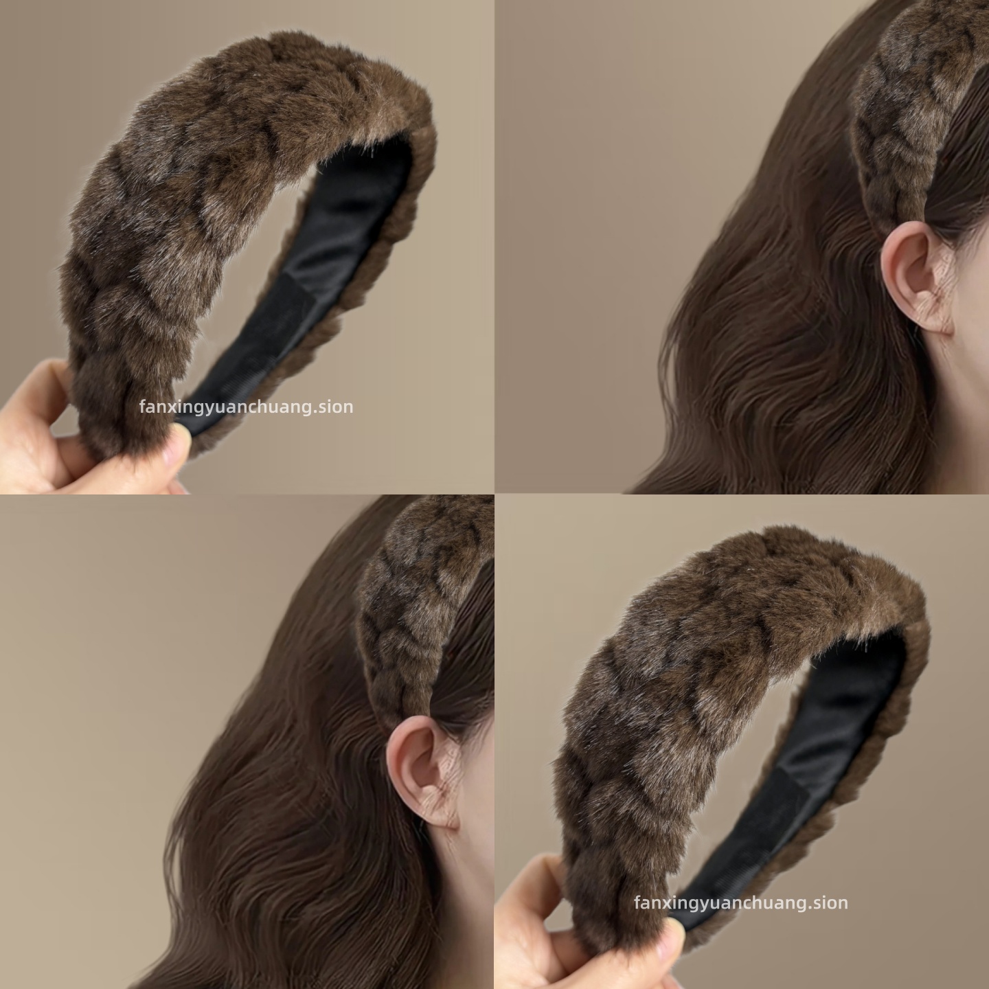 秋冬宽边加厚毛绒发箍女20