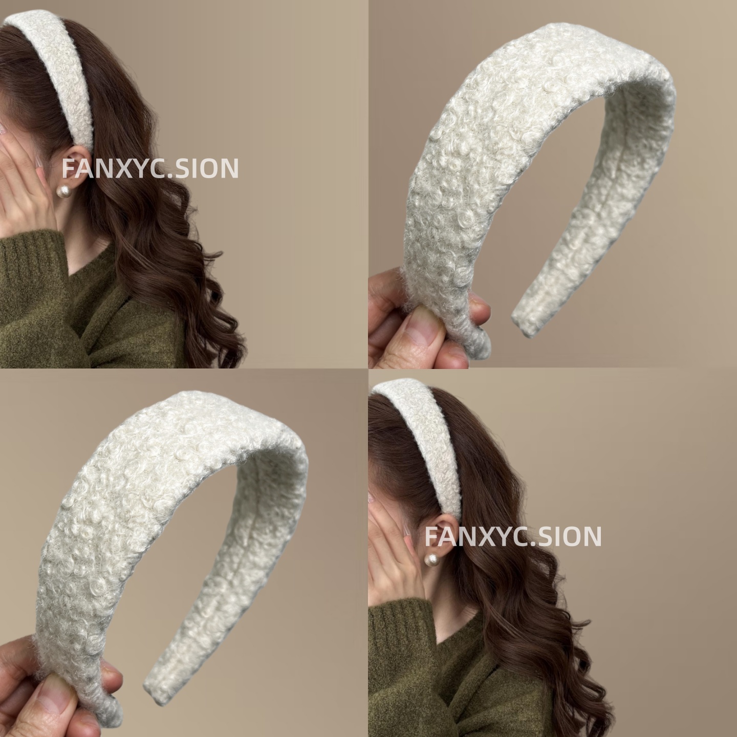 显白雾霾蓝～卷毛海绵宽版发箍